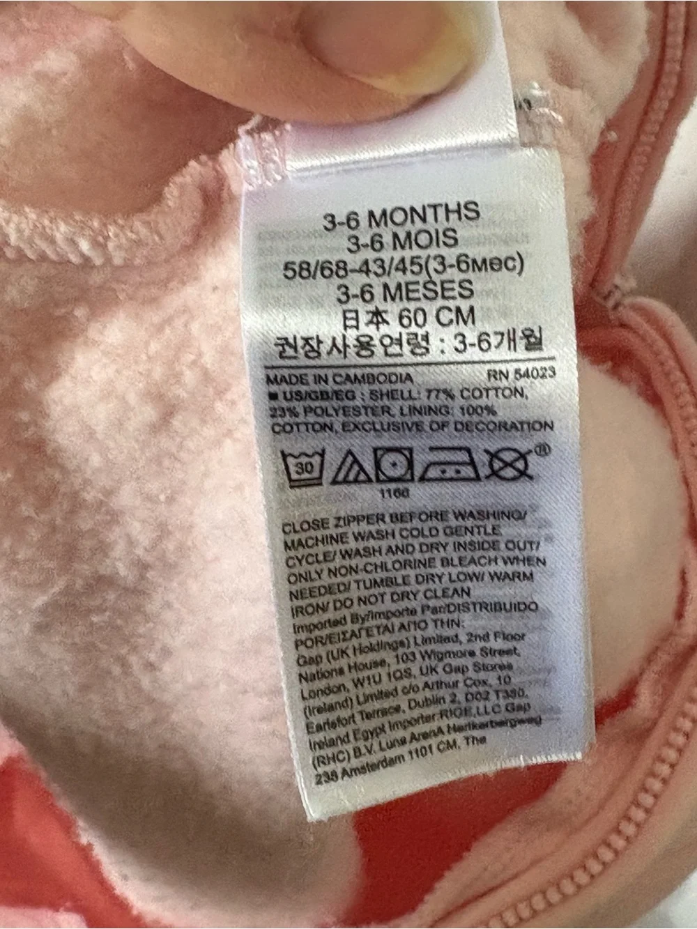 GAP Soft Pink Fleece Hooded Baby One-Piece Footie